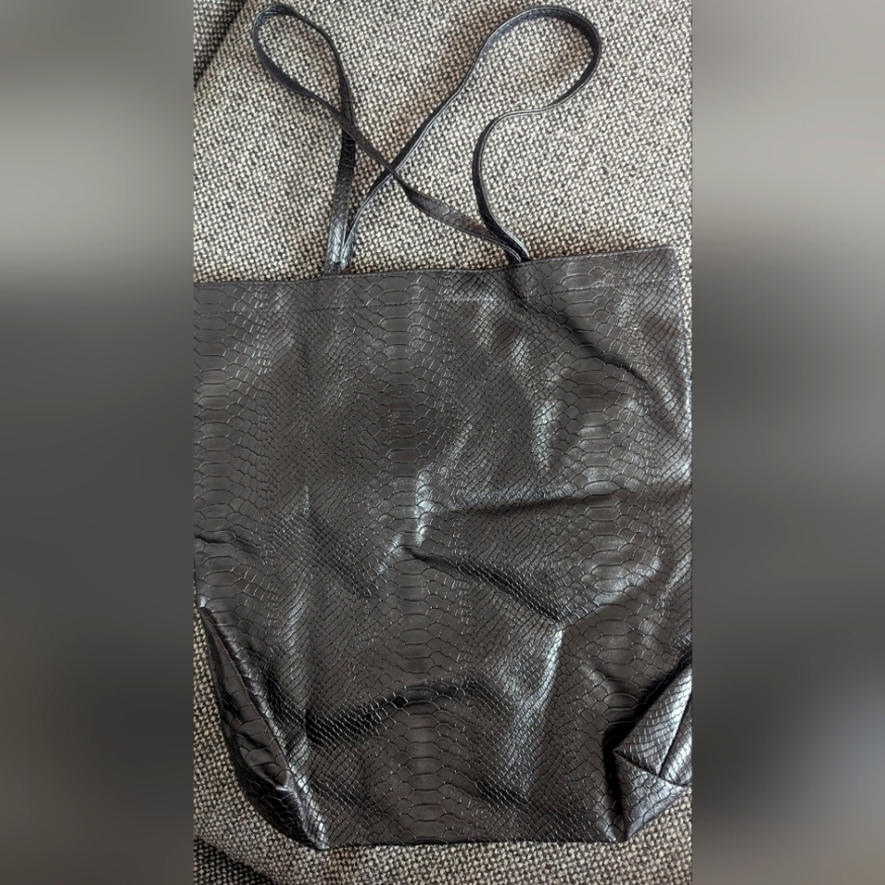 Brand New - Black Croc Embossed Light-weight Shoulder Tote